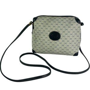Authentic Classic Beige Monogram Crossbody Bag with Black Trim